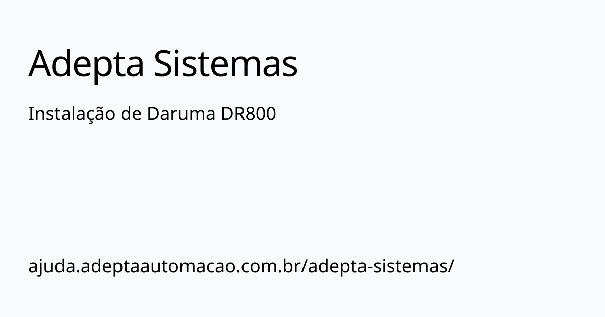 Instalação De Daruma Dr800 Adepta Sistemas 4107